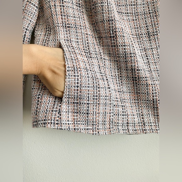 Tommy Hilfiger Tweed Moto Asymmetrical Zip Up Blazer Jacket Classic Collared 2 - Picture 11 of 12